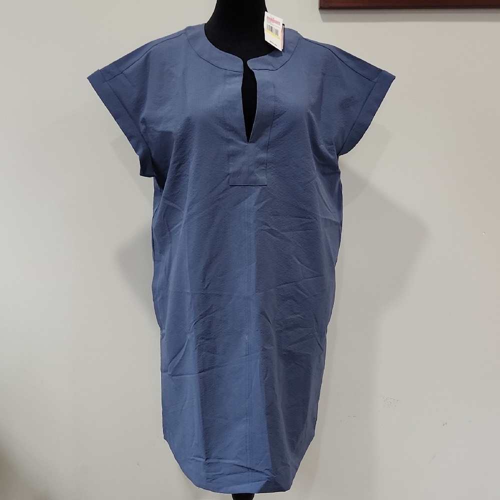 Blue V-Neck Tunic Dress